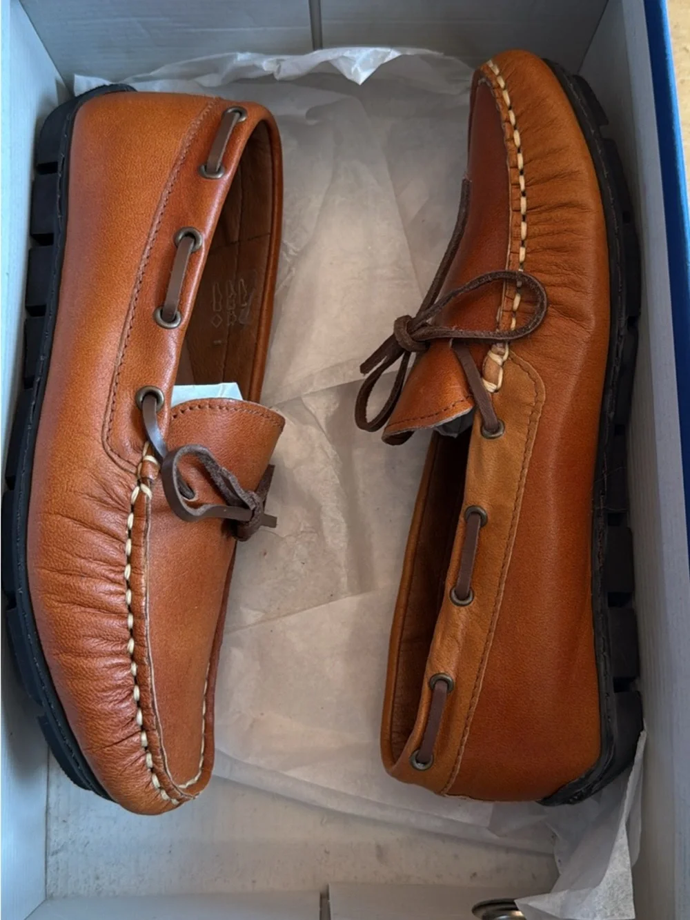 Boys Vince Camuto Leather Moccasins - Tan Brown